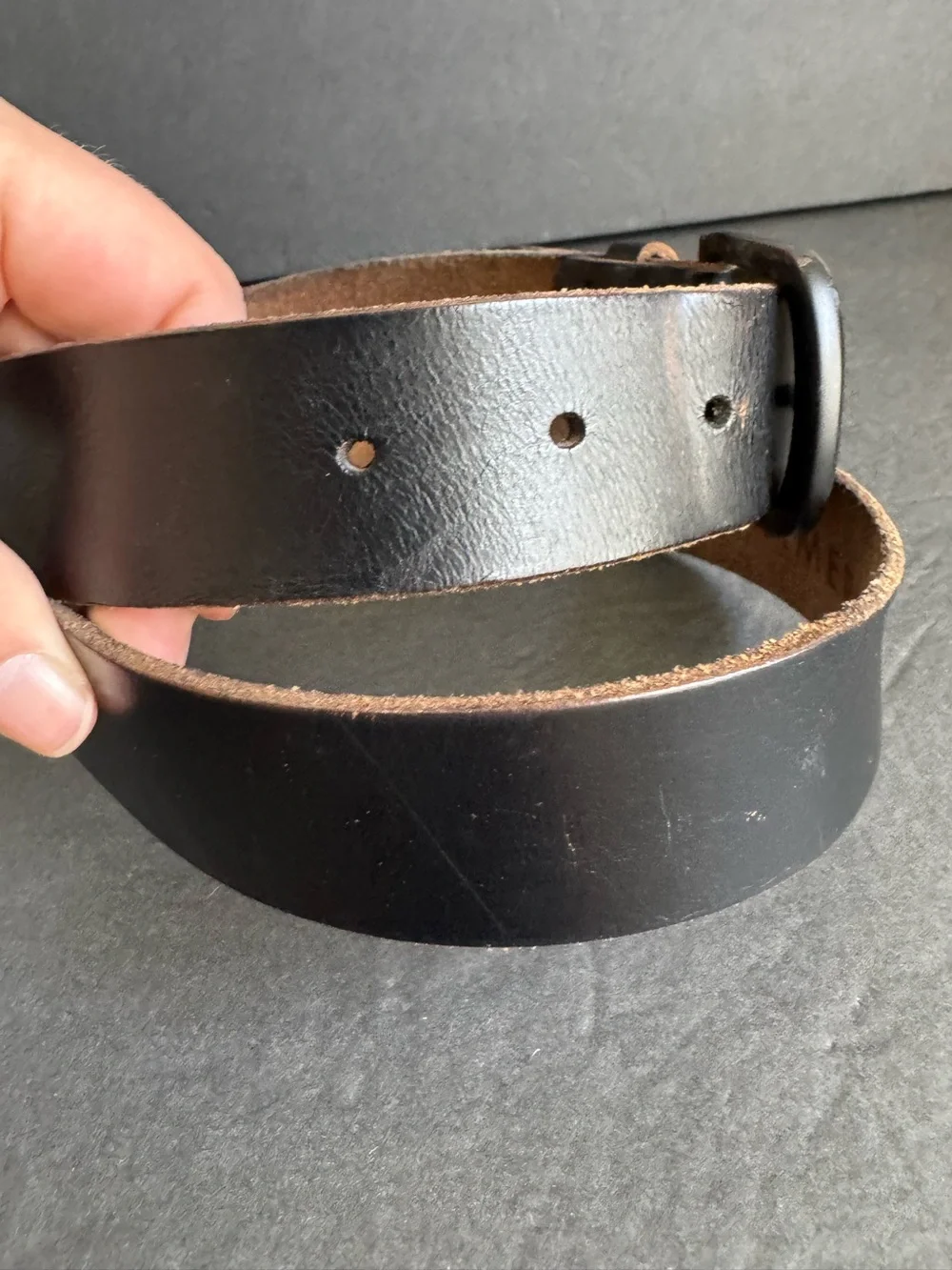 American Eagle‎ Distressed Black Leather Belt Well Worn Unisex Mens 34